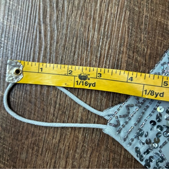 MARINA dress spaghetti strap gorgeous beaded bodice gray silver blue sz 12 EUC - Picture 13 of 16